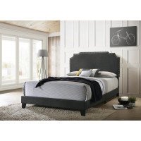 Coaster Furniture 310063Q Tamarac Upholstered Nailhead Queen Bed Grey